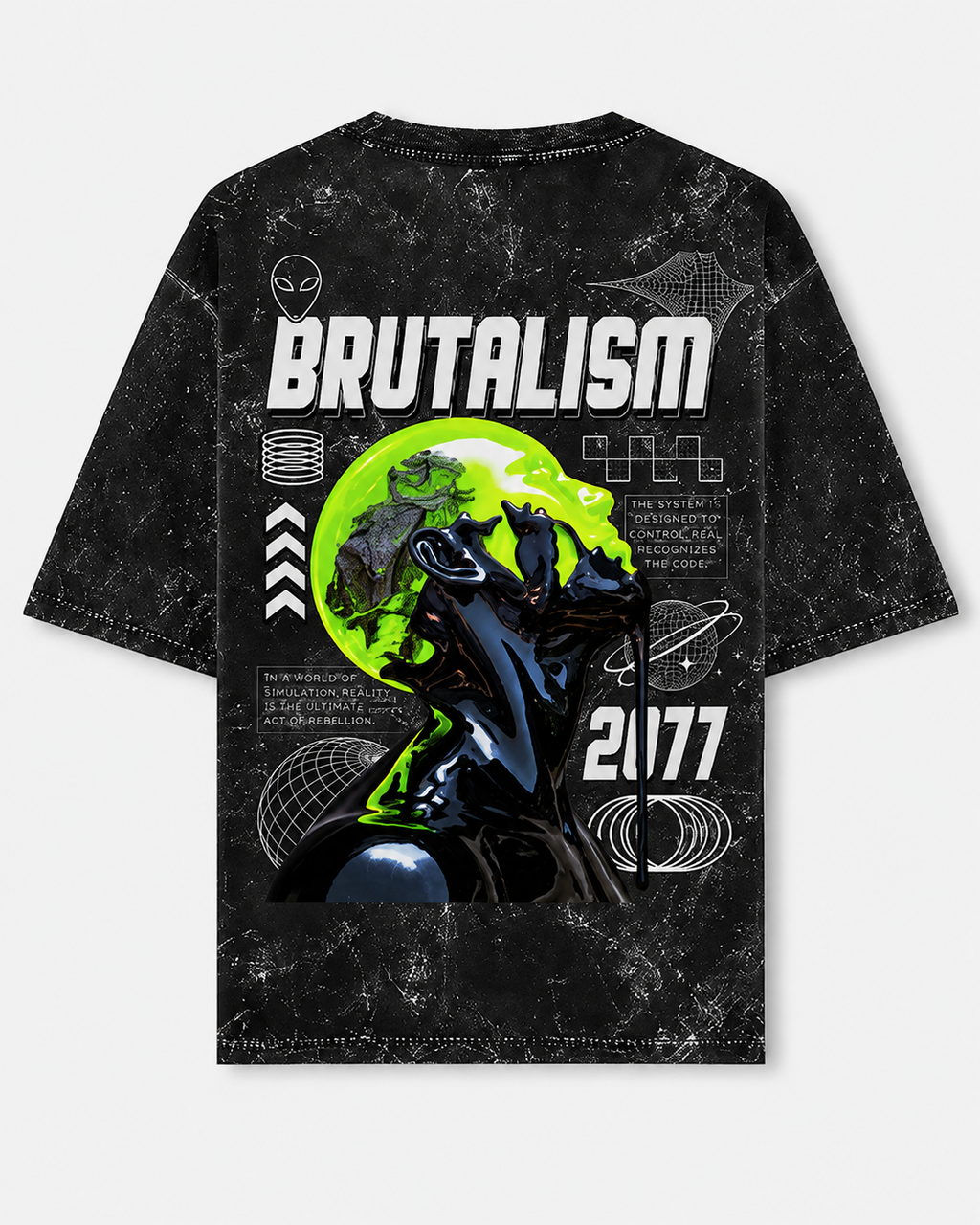 Brutalism Men's  Acid Washed Oversized Tee