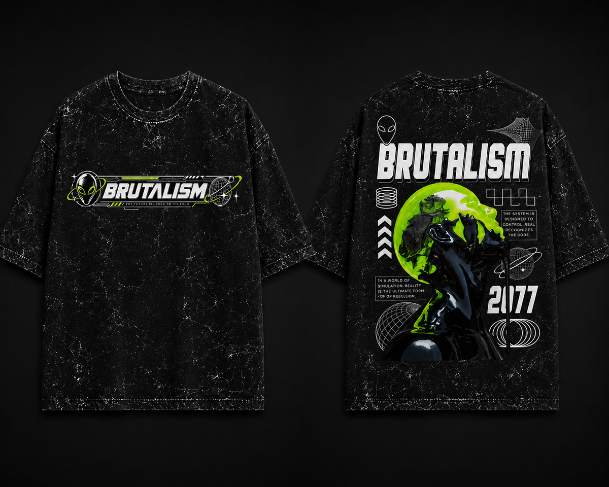 Brutalism Men's  Acid Washed Oversized Tee