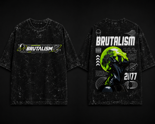 Brutalism Men's  Acid Washed Oversized Tee